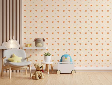 8905 Serie | Heart Shaped Patterned Wallpaper with Warm Colors